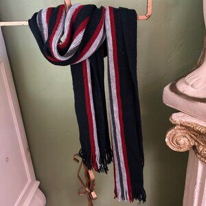 Men’s Lightweight Knit Scarf – Navy Blue, Red & White – Great for Layering!